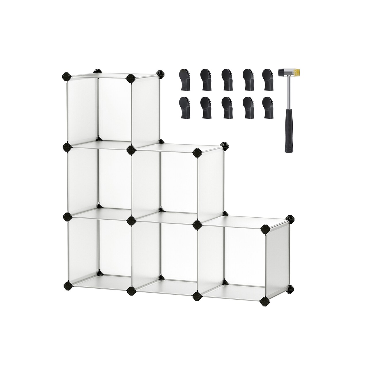Cube Storage Shelving Unit 6 Cube Organizer Stackable Plastic Storage Rack White